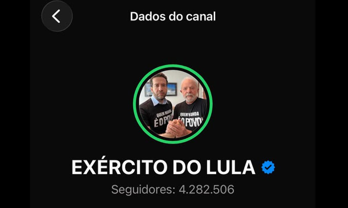Captura do canal Exército do Lula no WhatsApp
