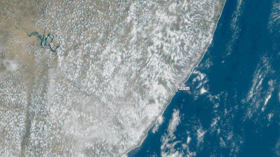 Imagem de satélite sobre Alagoas e o Nordeste usada na previsão de 22 de outubro
