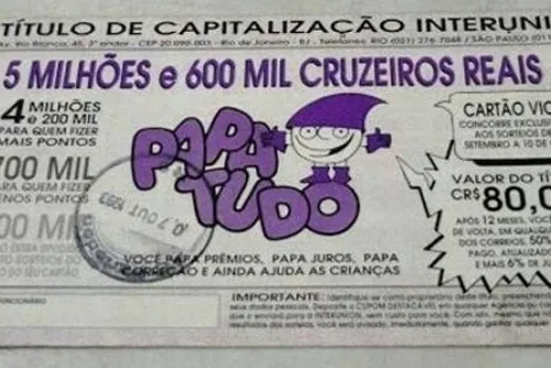 Imagem de arquivo de anúncio televisivo do título de capitalização Papa-Tudo