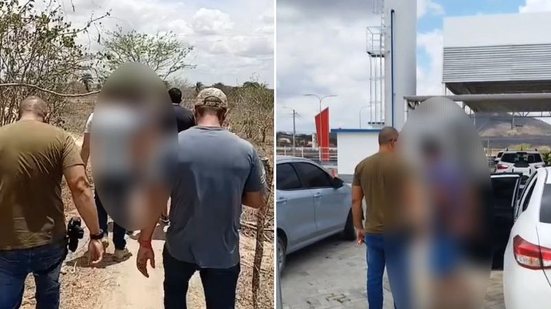Policiais conduzem suspeito preso em Santana do Ipanema